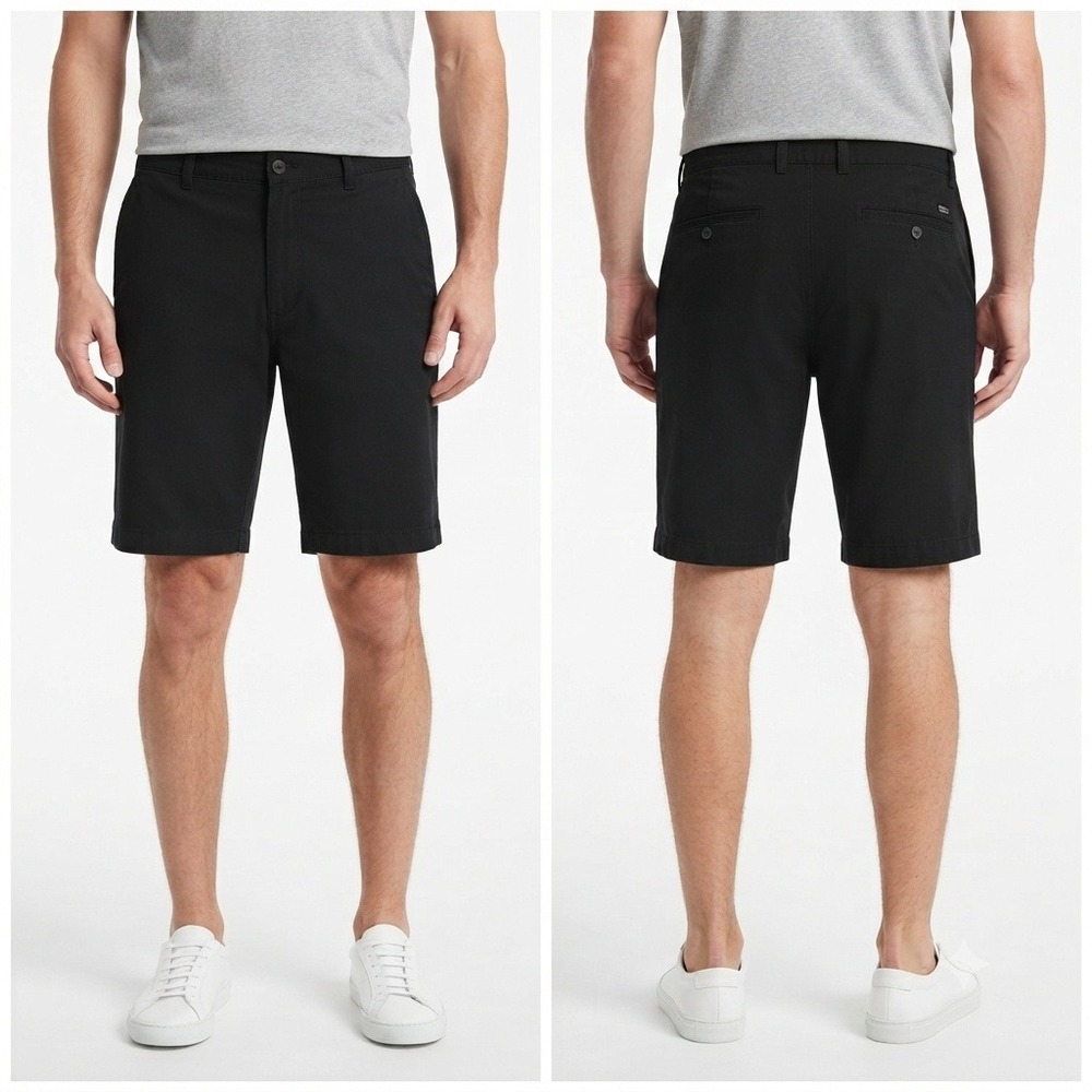 Roundtree & Yorke Casuals Shorts Mens 46 Black Flat Front Chino 9" inseam